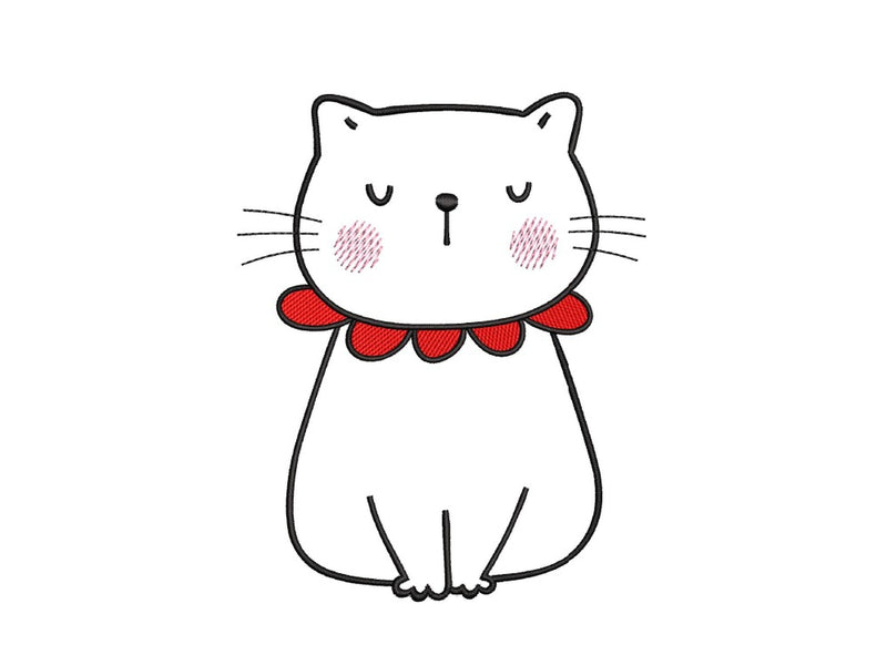 Cat Embroidery Design, 3 sizes, Instant Download - So Fontsy