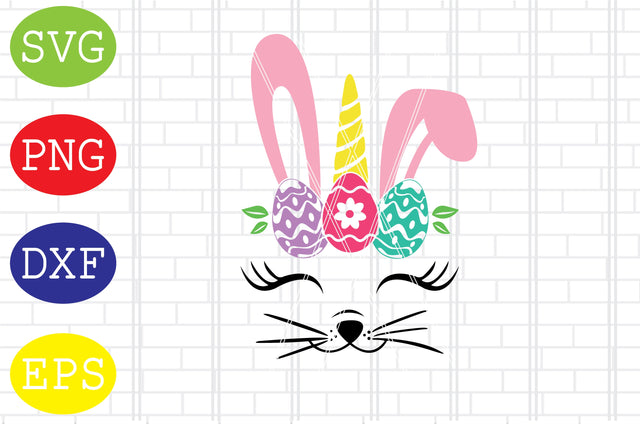 Cat Face Easter Eggs (2) Svg, Easter Bunny Svg, Happy Easter Svg, Png, Eps, Dxf Files SVG DigitalSvgFiles 
