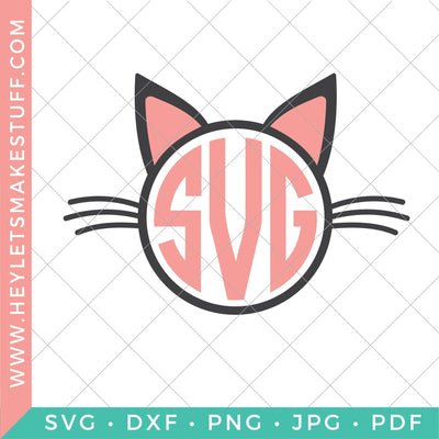 Cat Face Monogram SVG Hey Let's Make Stuff 