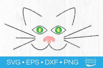 Cat Face Outline SVG SVG SavanasDesign 