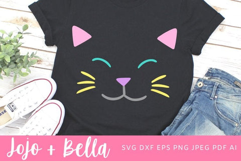 Cat Face SVG, Cat Svg, Cat shirt Svg, Cute Cat Svg, Halloween Cat SVG, Cat Cut File, Svg Files for Cricut, Sublimation Designs SVG Jojo&Bella 