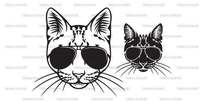 Cat face with sunglasses SVG TribaliumArtSF 
