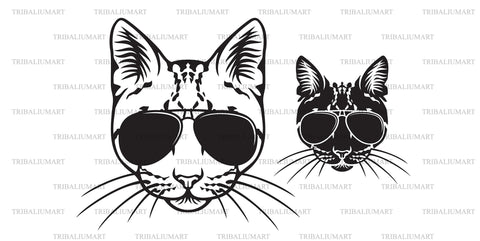 Cat face with sunglasses SVG TribaliumArtSF 