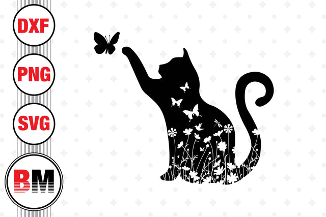 Cat Floral SVG, PNG, DXF Files SVG BMDesign 