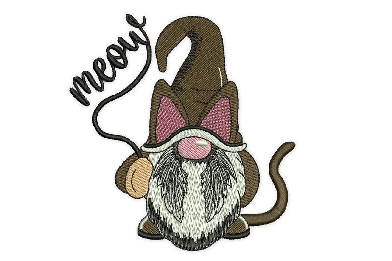 Cat Gnome Embroidery Design, Meow Embroidery Design, Cat Lover embroidery design Embroidery/Applique DESIGNS NextEmbroidery 