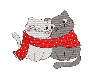 Cat in Love Embroidery Design, Valentine's Day Embroidery File, 3 sizes, Instant Download Embroidery/Applique DESIGNS Nino Nadaraia 
