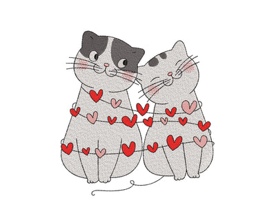 Cat in Love Embroidery Design, Valentine's Day Embroidery File, 3 sizes, Instant Download Embroidery/Applique DESIGNS Nino Nadaraia 