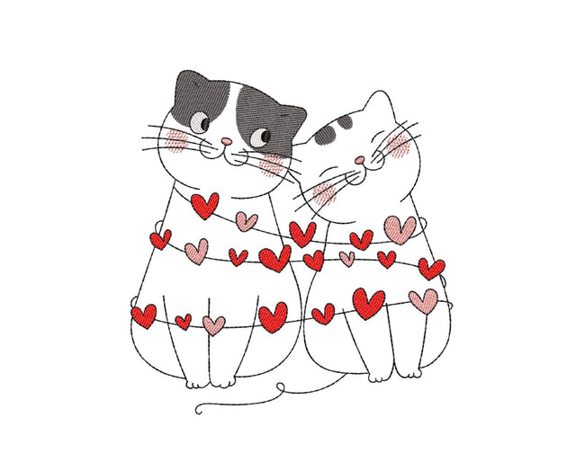 Cat in Love Embroidery Design, Valentine's Day Embroidery File, 3 sizes, Instant Download Embroidery/Applique DESIGNS Nino Nadaraia 