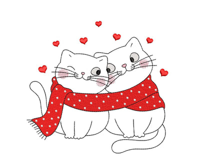 Cat in Love Embroidery Design, Valentine's Day Embroidery File, 4 sizes, Instant Download Embroidery/Applique DESIGNS Nino Nadaraia 