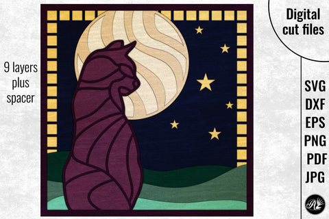 Cat in Moonlight SVG Angel on Empire 
