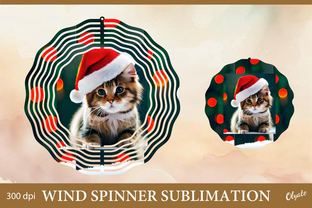 Cat In The Hat Wind Spinner PNG. Christmas Wind Spinner Sublimation Olga Terlyanskaya 