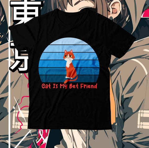 Cat is My Best Friend T-Shirt Design, Cat is My Best Friend SVG Design, Best Cat Ever Sublimation Design, Cat Clipart Design, Cat Graphic T-Shirt Design,Cat SVG Cut File, Cat SVG Bundle, Cat Retro SVG SVG BlackCatsMedia 