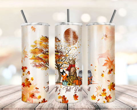 Cat It's Fall Y'all Tumbler PNG - Halloween 20 oz Skinny Tumbler png, Cat Fall Gifts, Autumn Tumbler png, Cute Pumpkin Tumbler Sublimation TrendingDesign 