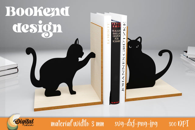 Cat Laser Cut. Bookend Laser Cut SVG Design SVG Evgenyia Guschina 