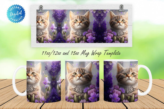Cat Lavender Spring 11, 12 & 15 Oz Mug Sublimation Sublimation Regulrcrative 