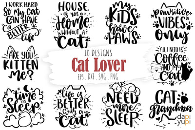 Cat Lover Bundle, Funny Cat SVG Quotes SVG dapiyupi store 
