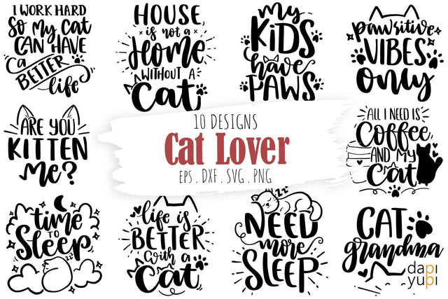 Cat Lover Bundle, Funny Cat SVG Quotes SVG dapiyupi store 