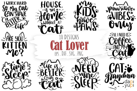 Cat Lover Bundle, Funny Cat SVG Quotes SVG dapiyupi store 