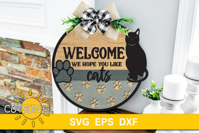 Cat Lover Door hanger svg | Cat Lover Welcome Sign SVG SVG CutsunSVG 