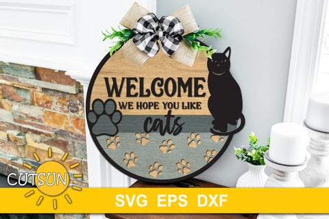 Cat Lover Door hanger svg | Cat Lover Welcome Sign SVG SVG CutsunSVG 
