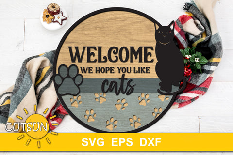 Cat Lover Door hanger svg | Cat Lover Welcome Sign SVG SVG CutsunSVG 