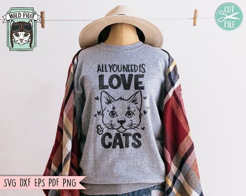 Cat Lover SVG, Valentines Day Cats SVG, Love Cats SVG, All you Need is Love and Cats svg, Valentines Day svg, Cat Mom svg, Cat Lover png SVG Wild Pilot 