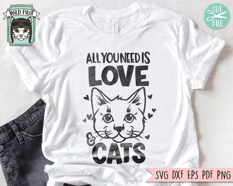 Cat Lover SVG, Valentines Day Cats SVG, Love Cats SVG, All you Need is Love and Cats svg, Valentines Day svg, Cat Mom svg, Cat Lover png SVG Wild Pilot 