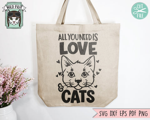 Cat Lover SVG, Valentines Day Cats SVG, Love Cats SVG, All you Need is Love and Cats svg, Valentines Day svg, Cat Mom svg, Cat Lover png SVG Wild Pilot 