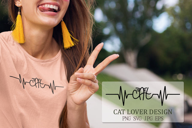 Cat Lover T-shirt SVG Design | Heartbeat Sign for cat mom SVG Pfiffen's World 
