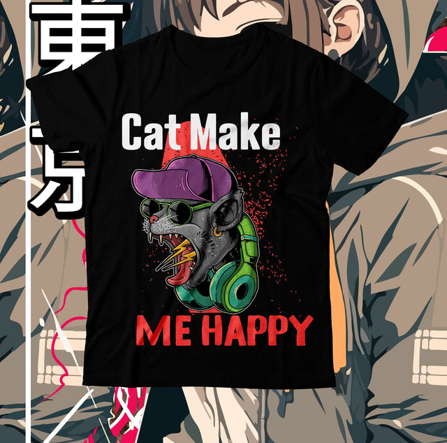 Cat Make Me Happy T-Shirt Design, Cat Make Me Happy Sublimation Design , Best Cat Ever Sublimation Design, Cat Clipart Design, Cat Graphic T-Shirt Design,Cat SVG Cut File, Cat SVG Bundle, Cat Retro SVG SVG BlackCatsMedia 
