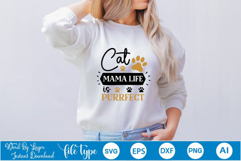 Cat Mama Life Is Purrfect SVG Cut File SVGs,Quotes and Sayings,Food & Drink,On Sale, Print & Cut SVG DesignPlante 503 