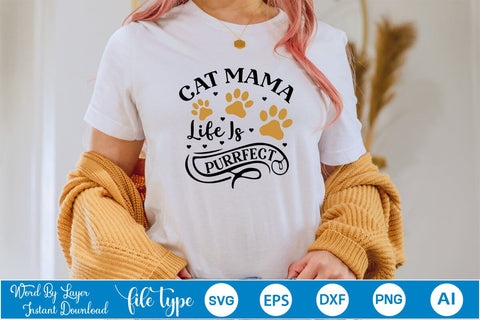 Cat Mama Life Is Purrfect SVG SVGs,Quotes and Sayings,Food & Drink,On Sale, Print & Cut SVG DesignPlante 503 