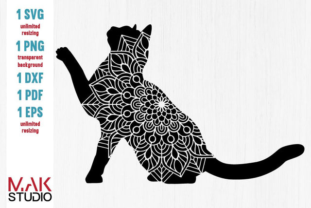 Cat mandala svg, Cat mandala svg file, Cat mandala dxf, Cat mandala cut file, Cat zentangle svg SVG MAKStudion 