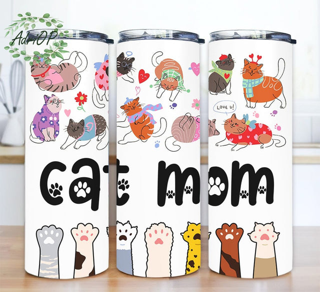 Cat Mom 20oz Skinny Tumbler Png, Squishmallows Tumbler Png, Cat Lovers Mom Sublimation, Funny Cat Mom, Cat Lover Gift Sublimation AdriOP 