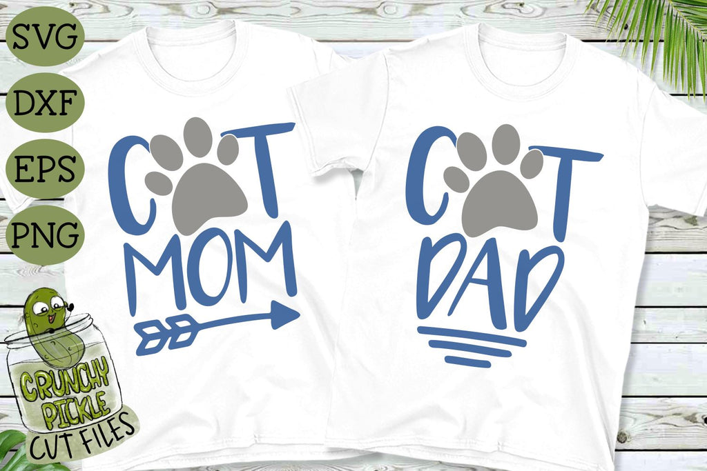 Cat Mom and Cat Dad Matching SVG Files - So Fontsy