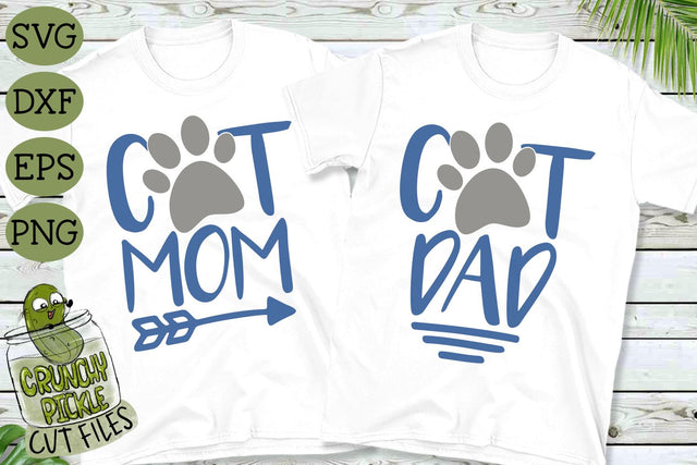 Cat Mom and Cat Dad Matching SVG Files SVG Crunchy Pickle 