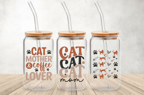 Cat Mom Libbey Glass SVG Bundle SVG Regulrcrative 
