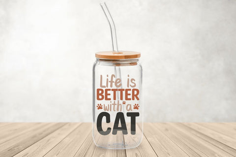 Cat Mom Libbey Glass SVG Bundle SVG Regulrcrative 