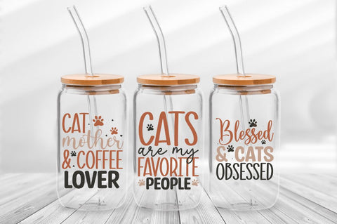 Cat Mom Libbey Glass SVG Bundle SVG Regulrcrative 