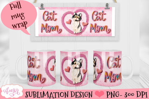 Cat mom mug wrap PNG for Sublimation Sublimation Amorclipart 