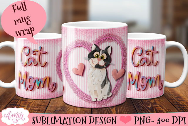 Cat mom mug wrap PNG for Sublimation Sublimation Amorclipart 