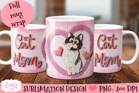 Cat mom mug wrap PNG for Sublimation Sublimation Amorclipart 