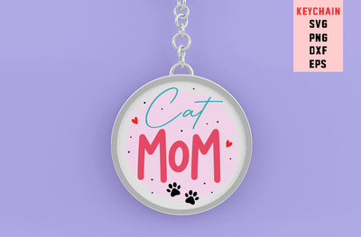 Cat Mom, Round Key ring SVG SVG MD mominul islam 
