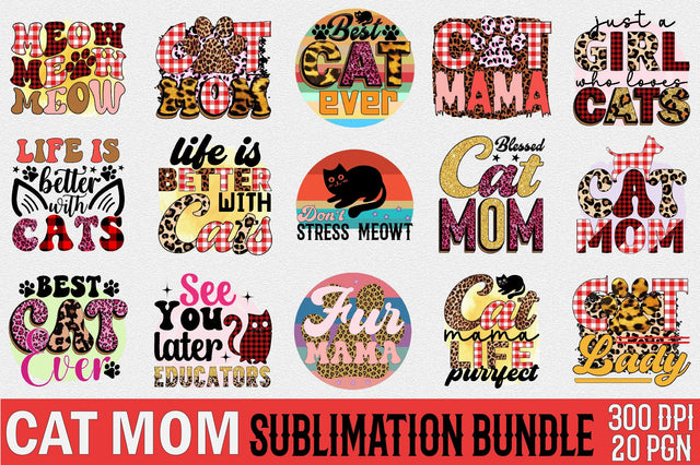 Cat Mom Sublimation Bundle Sublimation SVGArt 