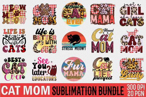 Cat Mom Sublimation Bundle Sublimation SVGArt 