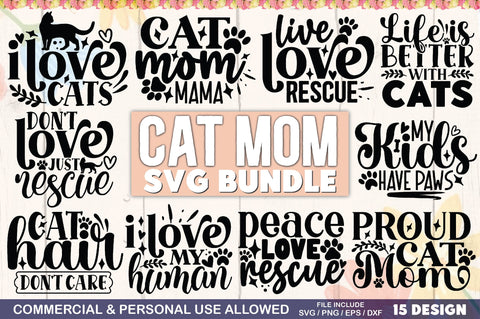 Cat Mom SVG Bundle SVG Ariyan 