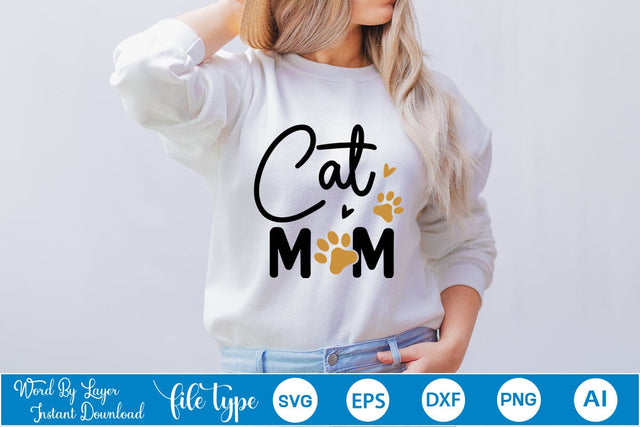 Cat Mom SVG Cut File SVGs,Quotes and Sayings,Food & Drink,On Sale, Print & Cut SVG DesignPlante 503 