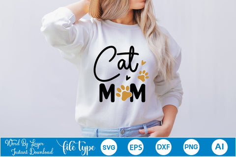 Cat Mom SVG Cut File SVGs,Quotes and Sayings,Food & Drink,On Sale, Print & Cut SVG DesignPlante 503 