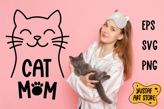 Cat mom SVG design and sublimation PNG file SVG Yustaf Art Store 