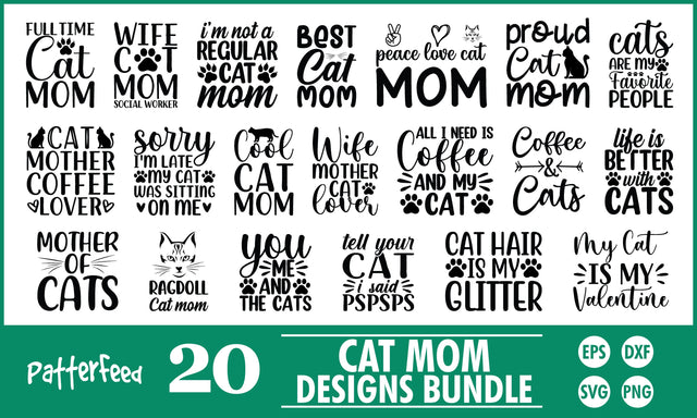 Cat Mom SVG Designs Bundle SVG PatternFeed8 